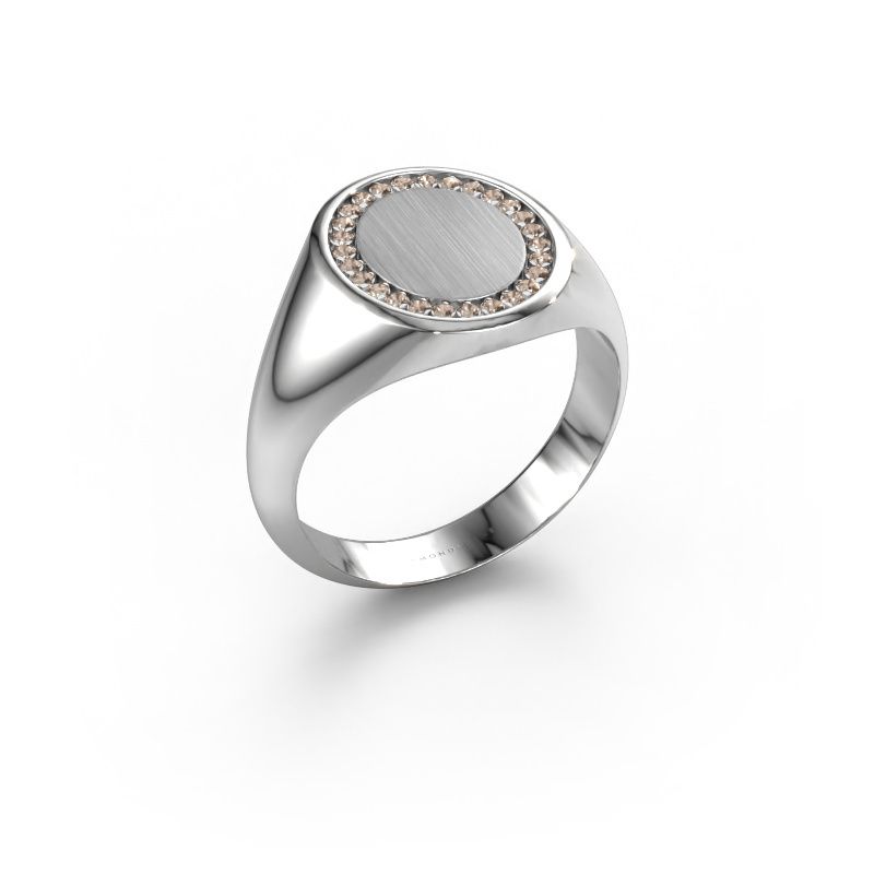 Men's ring Floris Oval 3 585 white gold brown diamond 0.203 crt