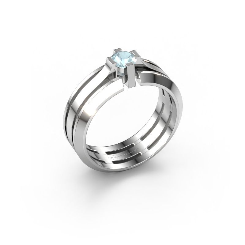 Herrenring Sem 950 Platin Aquamarin 4.7 mm