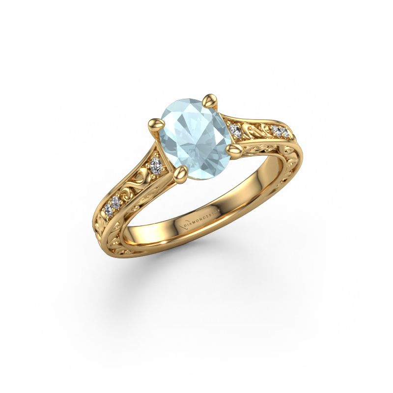 Engagement ring Mallory OVL 585 gold aquamarine 8x6 mm