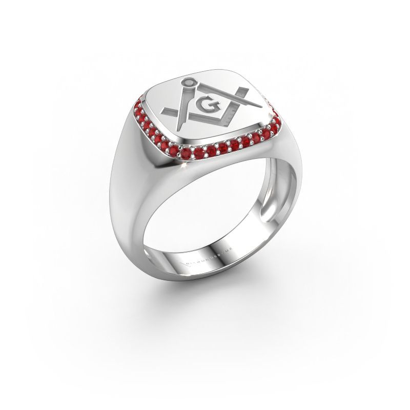 Men's ring Johan 1 585 white gold ruby 1.2 mm