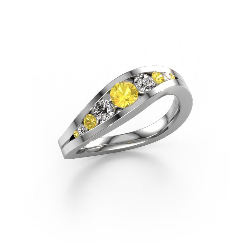 Ring Sigrid 2 585 Weißgold Gelb Saphir 4 mm