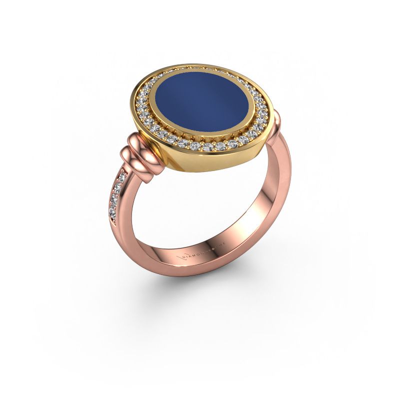 Chevalière Servie 2 585 or rose lapis lazuli 12x10 mm
