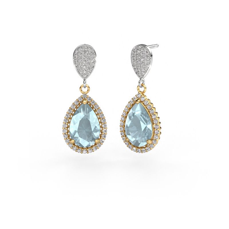 Drop earrings Tilly per 2 585 gold aquamarine 12x8 mm