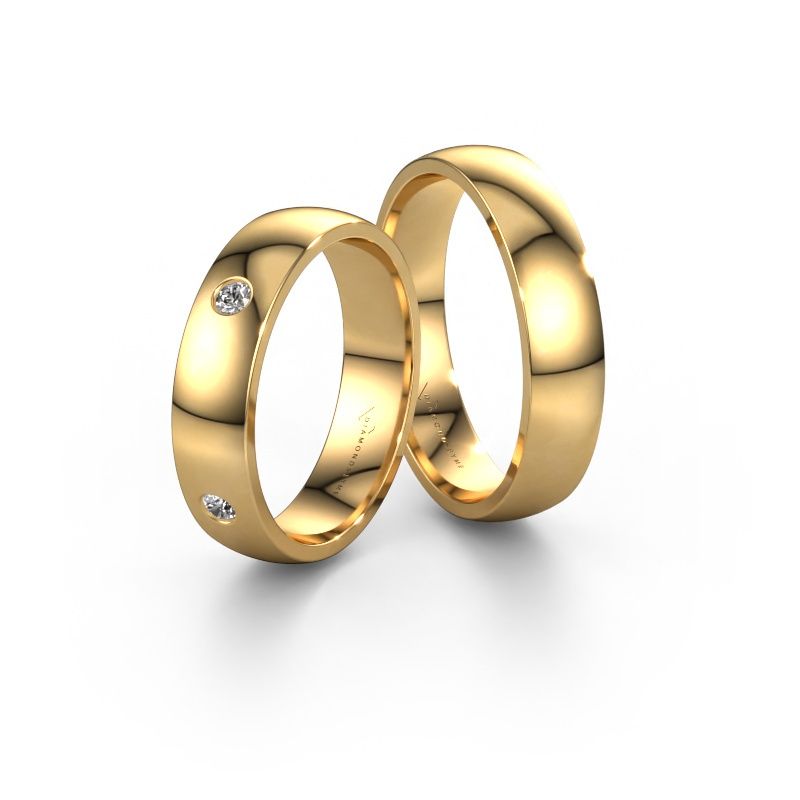 Eheringe set WH0104LM25AP ±5x1.7 mm 14 Karat Gold Diamant 0.06 crt