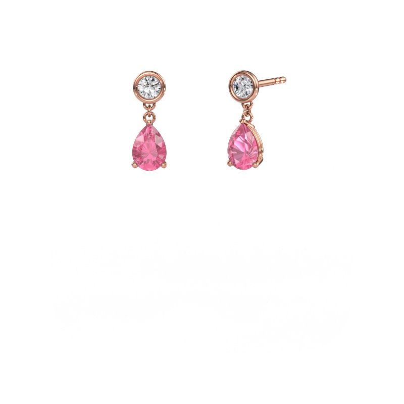 Pendants d'oreilles Lacey PER 585 or rose saphir rose 7x5 mm