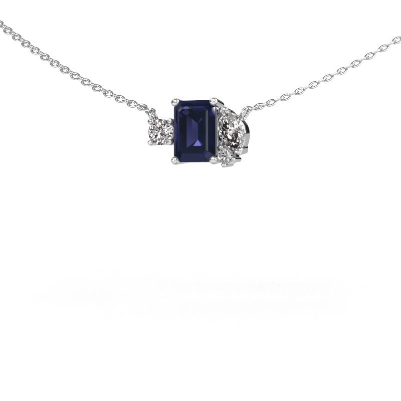 Pendentif Frauke EME 950 platine saphir 7x5 mm