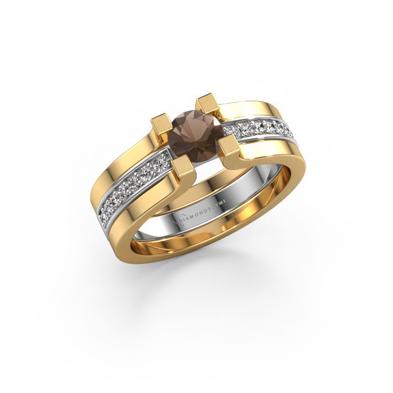 Verlobungsring Myrthe 585 Weißgold Rauchquarz 5 mm