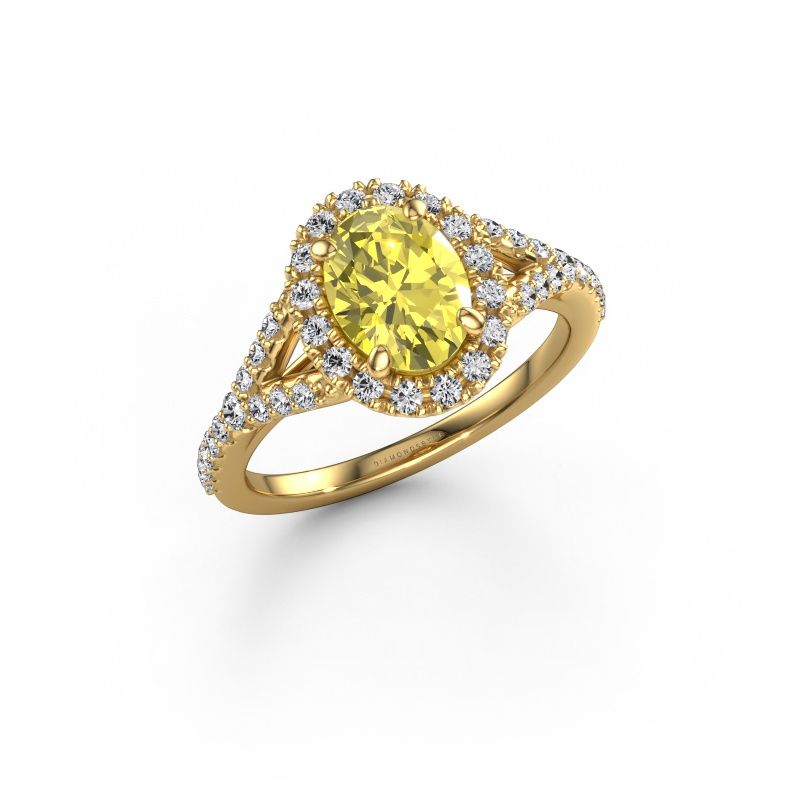 Engagement ring Kimber OVL 585 gold yellow lab grown diamond 8x6 mm