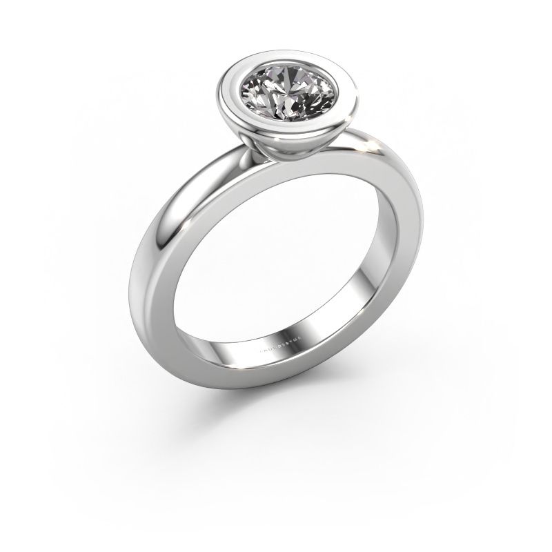 Bague superposée Eloise Round 585 or blanc diamant synthétique 0.80 crt