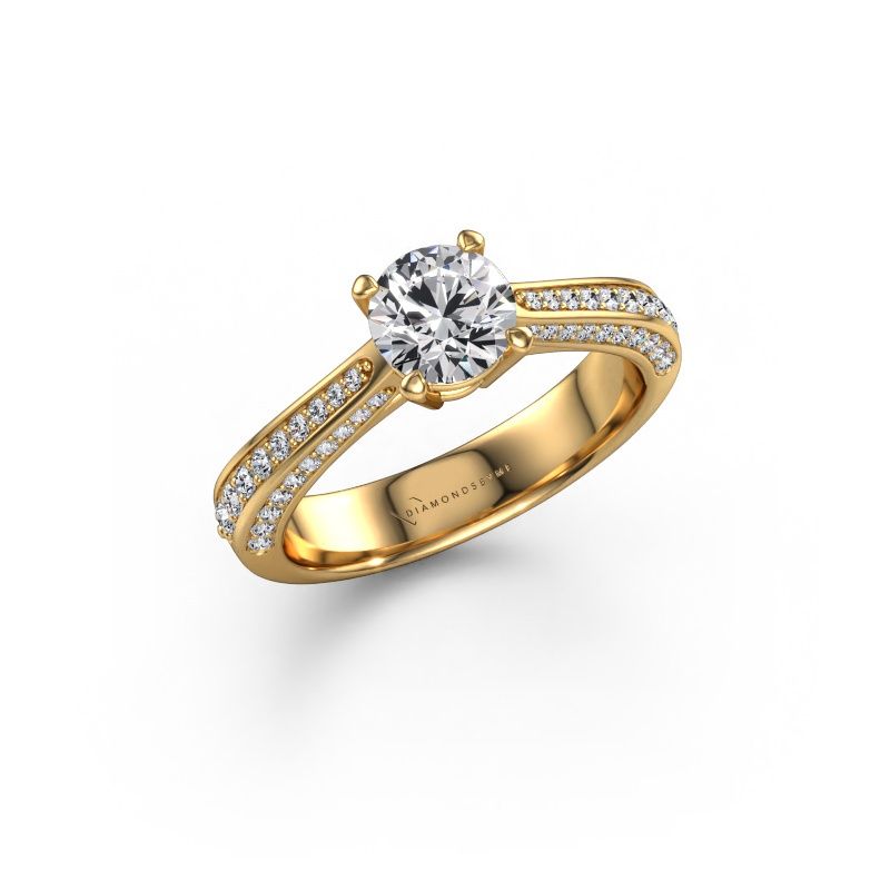 Engagement ring Ruby rnd 585 gold lab grown diamond 0.70 crt