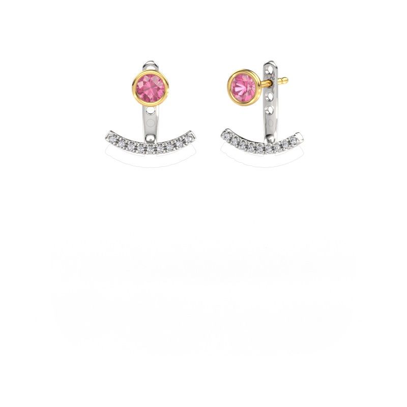 Oorbellen Rosetta 585 witgoud roze saffier 4 mm