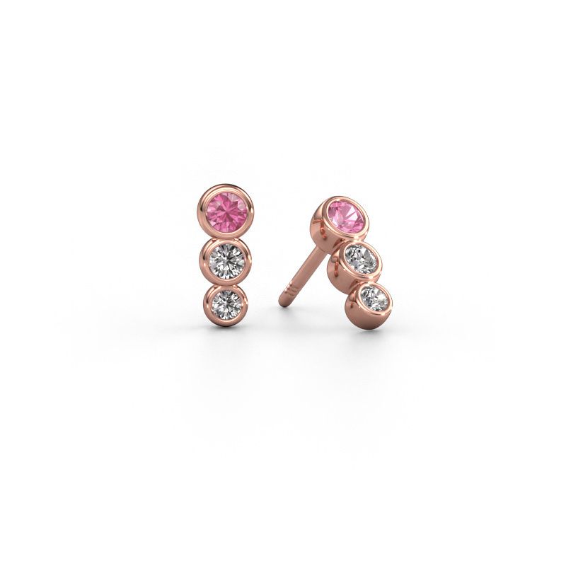 Boucles d'oreilles Felica 585 or rose saphir rose 2.7 mm