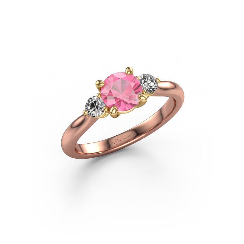 Engagement ring Lieselot RND 585 rose gold pink sapphire 6.5 mm