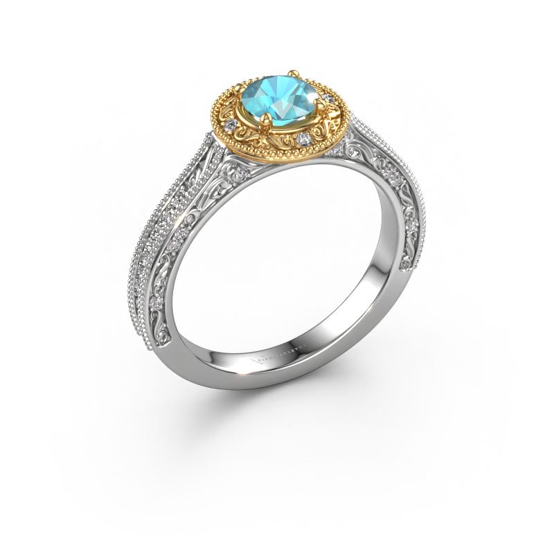 Verlobungsring Alice RND 585 Weißgold Blau Topas 5 mm