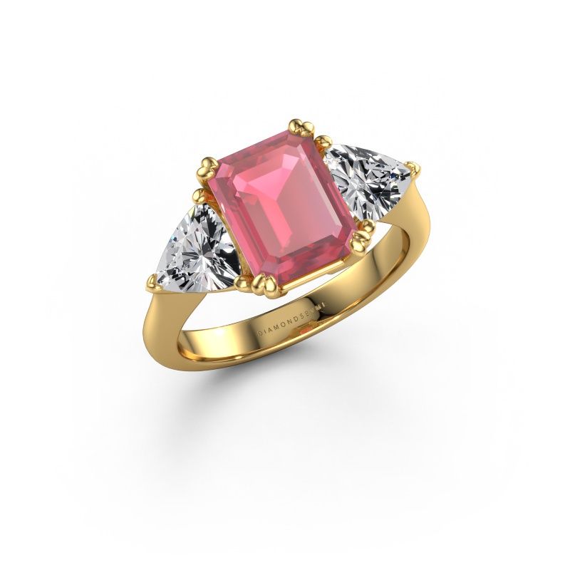 Engagement ring Paula 585 gold tourmaline pink 9x7 mm