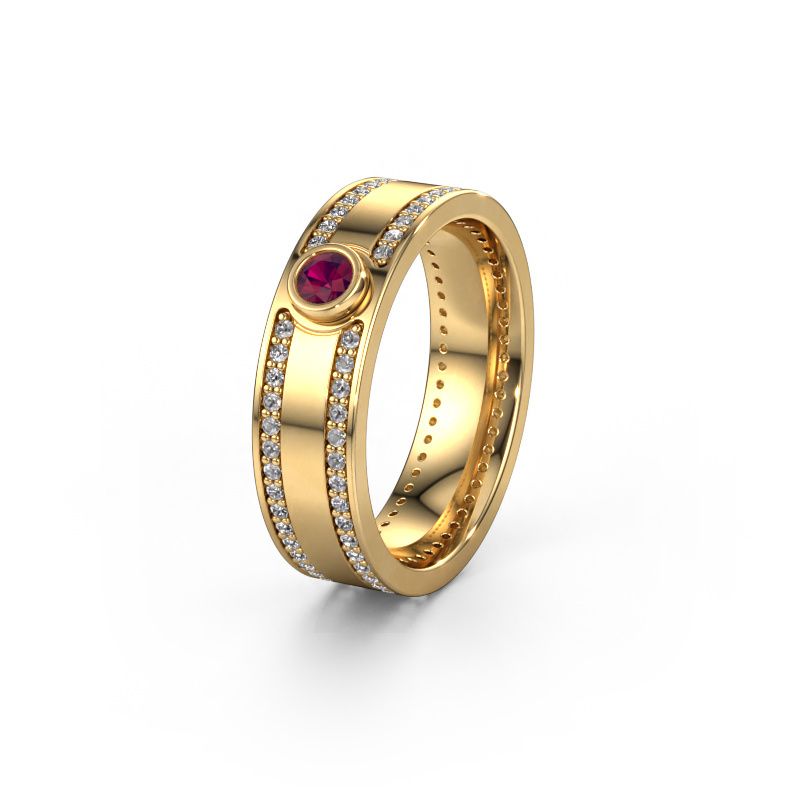 Wedding ring WH2044P 585 gold rhodolite ±6x2 mm