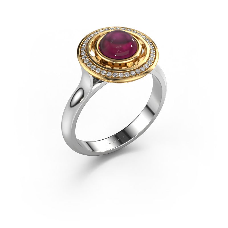 Ring Salima 585 witgoud rhodoliet 6 mm