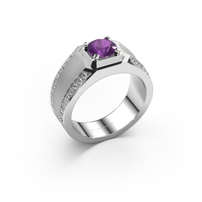 Heren ring Maarten 950 platina amethist 6.5 mm