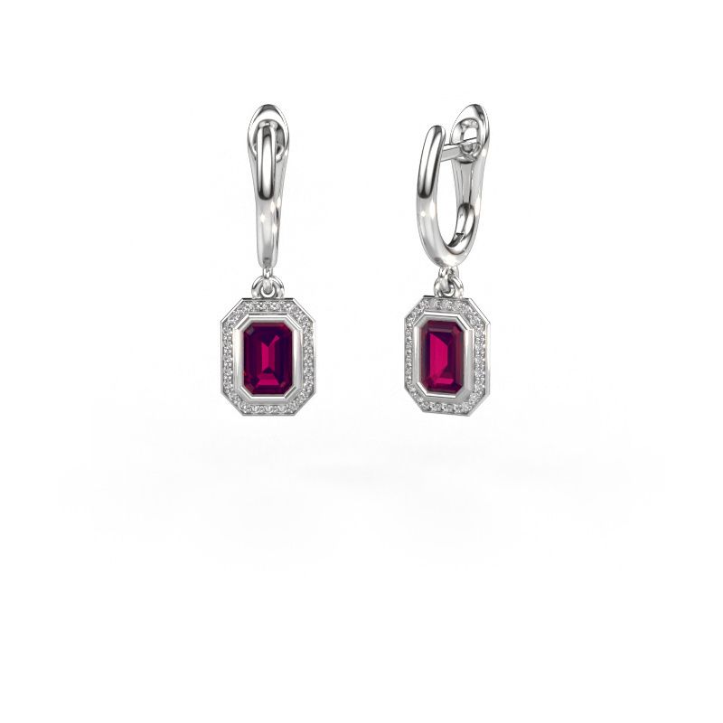 Oorhangers Noud EME 950 platina rhodoliet 6x4 mm