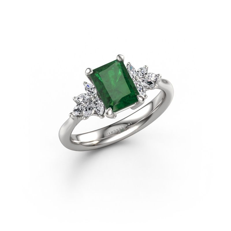 Verlobungsring Fiona RAD 950 Platin Smaragd 7.5x5.5 mm