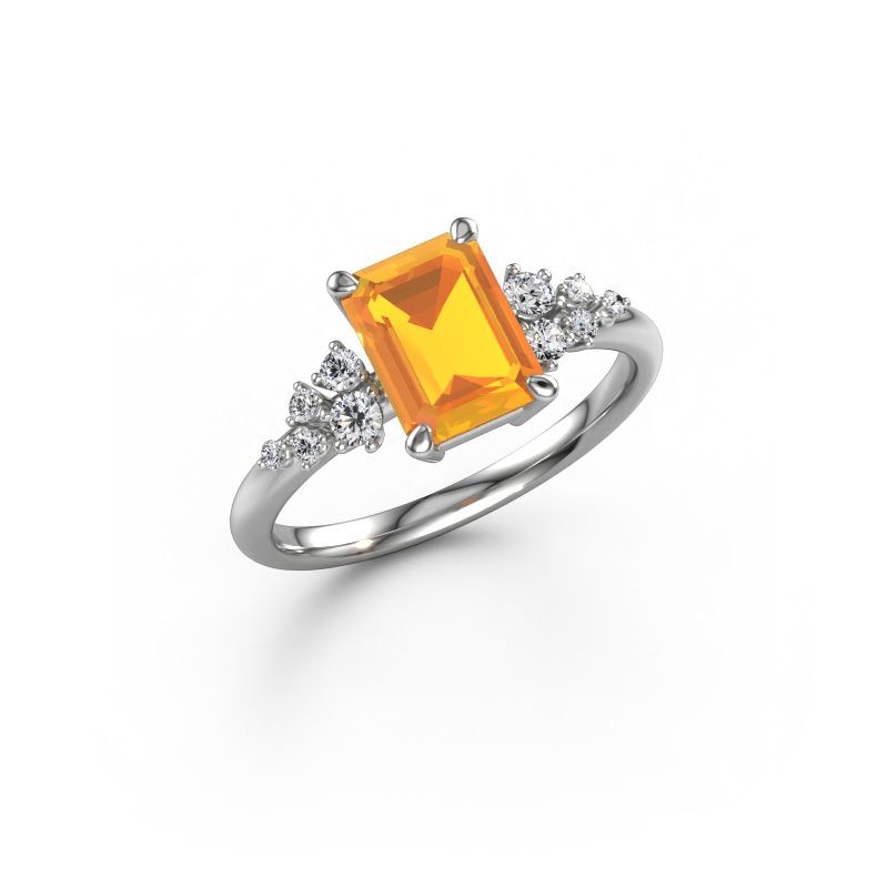 Verlobungsring Royce EME 950 Platin Citrin 8x6 mm