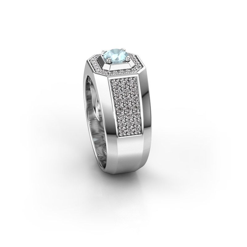 Image of Men's ring pavan<br/>950 platinum<br/>Aquamarine 5 mm