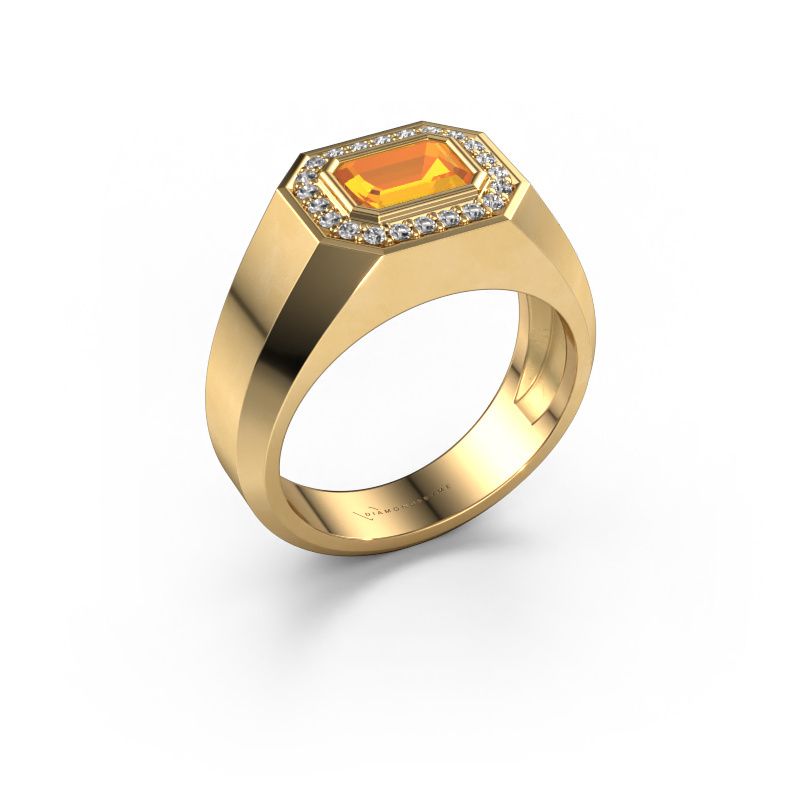 Men's ring Dylan 2 585 gold citrin 7x5 mm