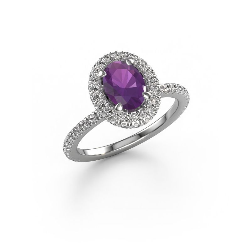Engagement ring Talitha OVL 585 white gold amethyst 7x5 mm