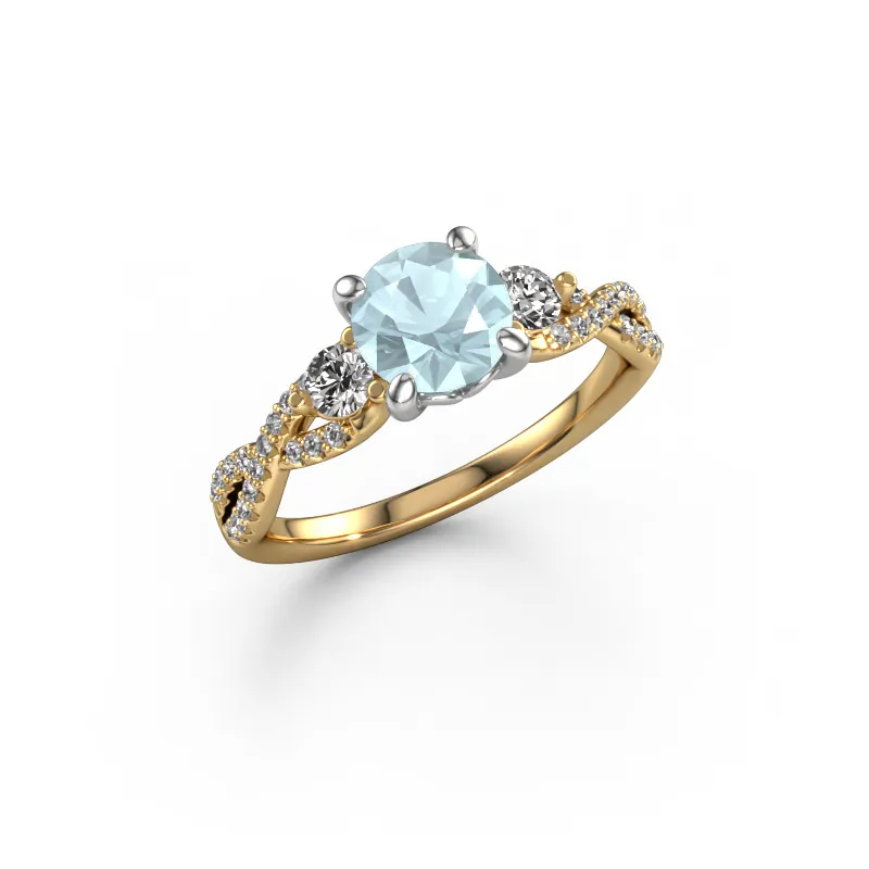 Engagement ring Marilou RND 585 gold aquamarine 6.5 mm