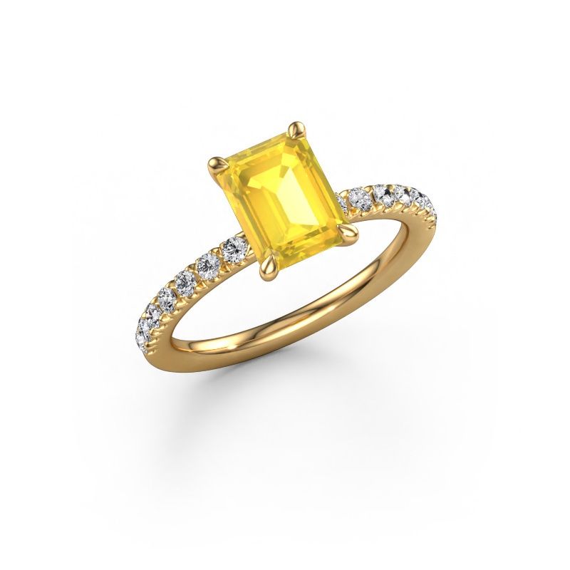 Engagement ring Crystal EME 2 585 gold yellow sapphire 8x6 mm