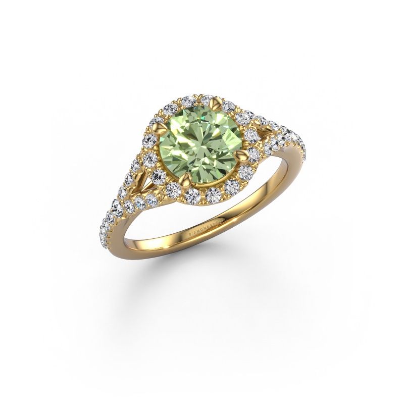 Engagement ring Kimber RND 585 gold green lab grown diamond 7 mm