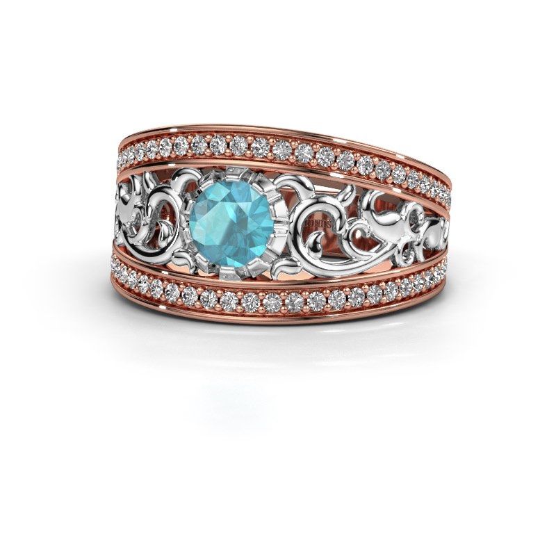 Image de Bague Marilee<br/>585 or rose<br/>Topaze bleue 5 mm