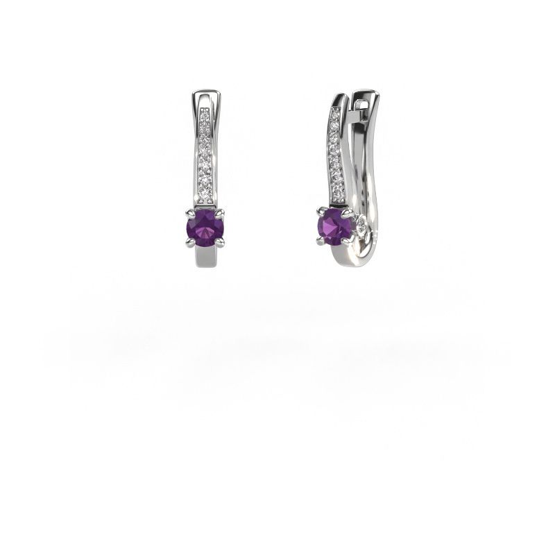 Oorbellen Valorie 950 platina amethist 4 mm