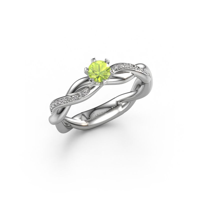 Bague de fiançailles Page 950 platine péridot 5.4 mm
