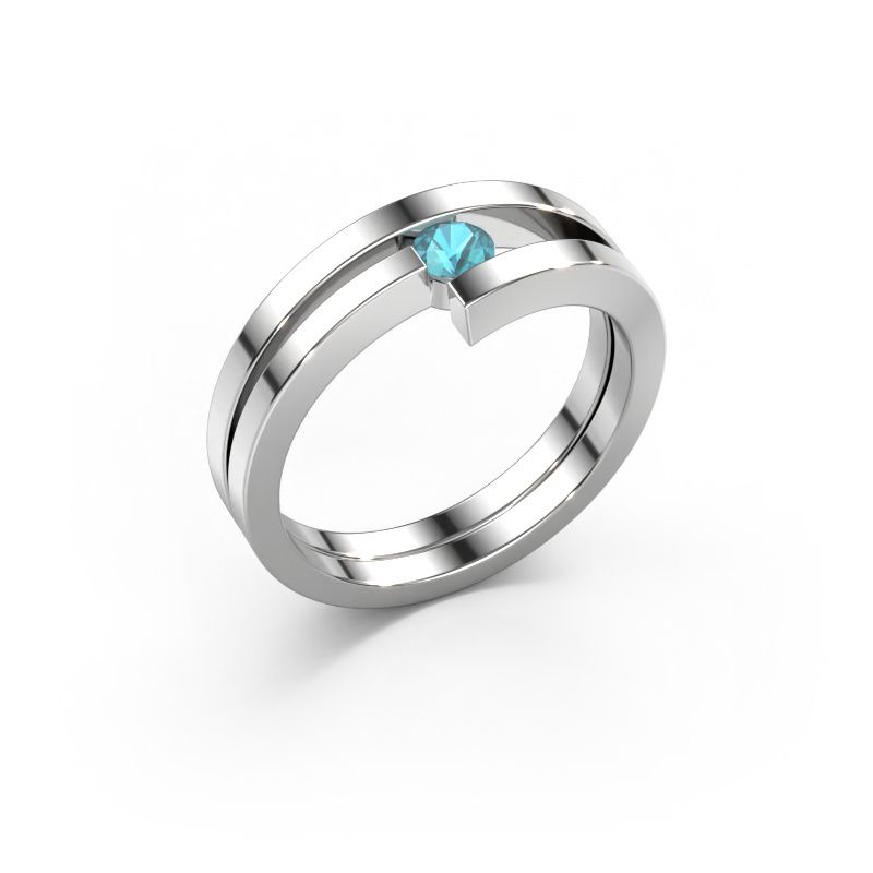 Bague Nikia 950 platine topaze bleue 3.4 mm