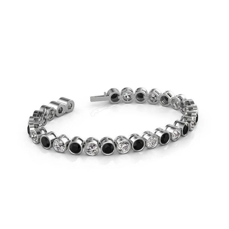 Tennisarmband Allegra 5 mm 585 witgoud zwarte diamant 15.40 crt