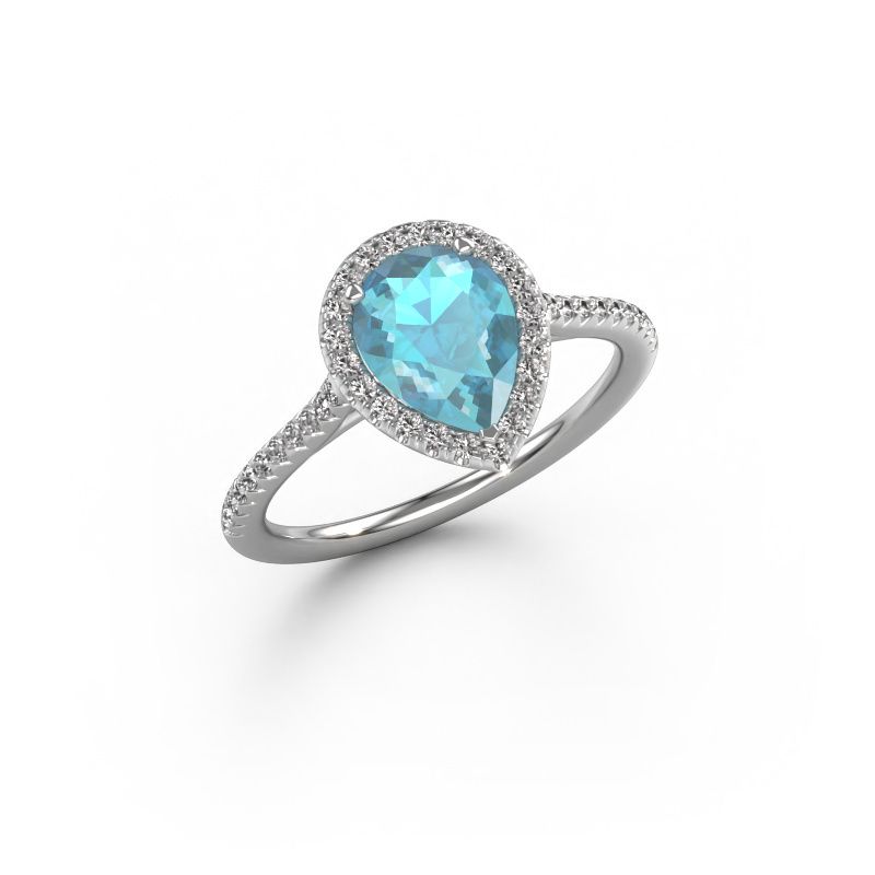 Verlobungsring Seline per 2 950 Platin Blau Topas 8x6 mm