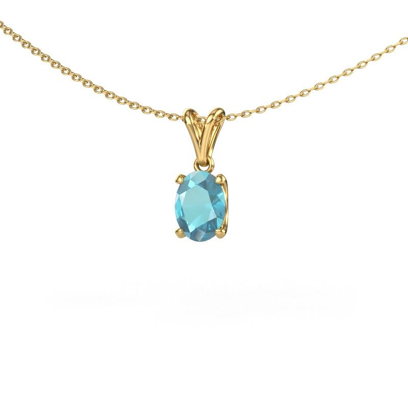 Pendant Sam OVL 585 gold blue topaz 8x6 mm