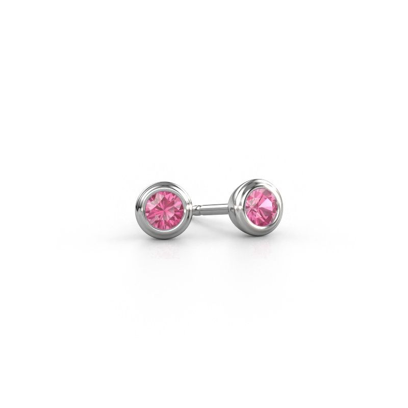 Clous d'oreilles Shemika 950 platine saphir rose 4 mm