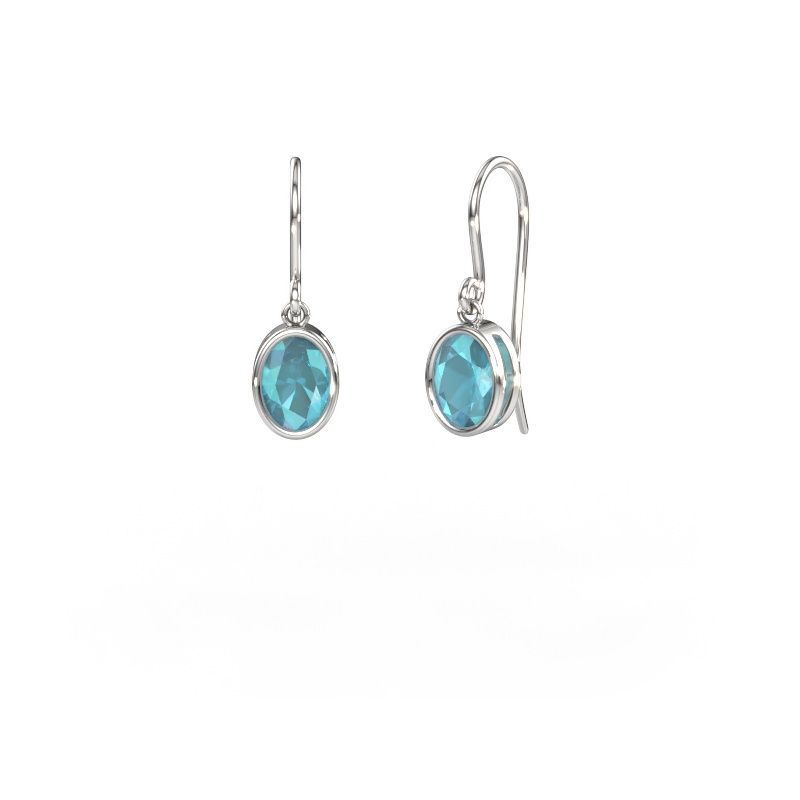 Earrings Lavon OVL 585 white gold blue topaz 7x5 mm