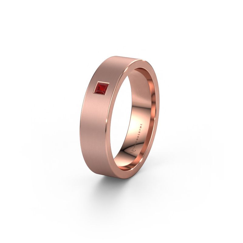 Trouwring WH0101L15BMSQ 585 rosé goud robijn ±5x2 mm