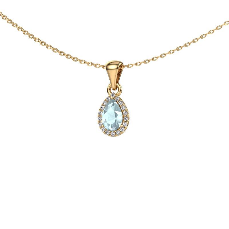Image of Necklace Seline per 585 gold aquamarine 6x4 mm