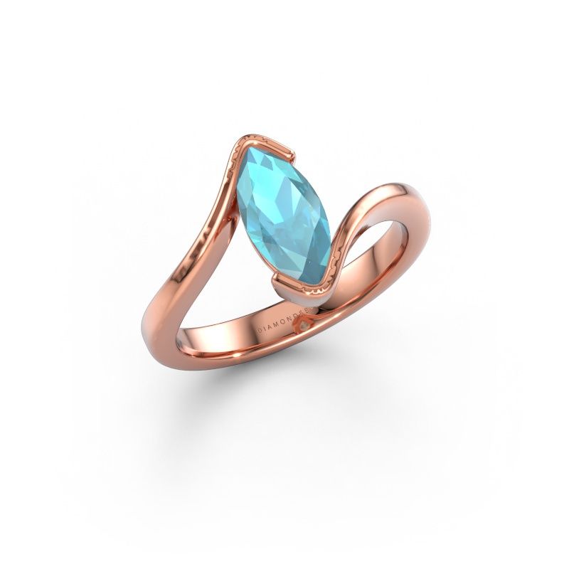 Verlobungsring Serenity 585 Roségold Blau Topas 10x5 mm