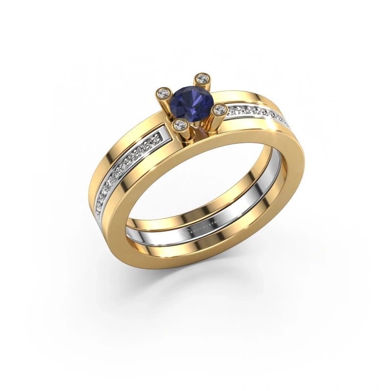 Bague de fiançailles Alisha 585 or jaune saphir 4 mm