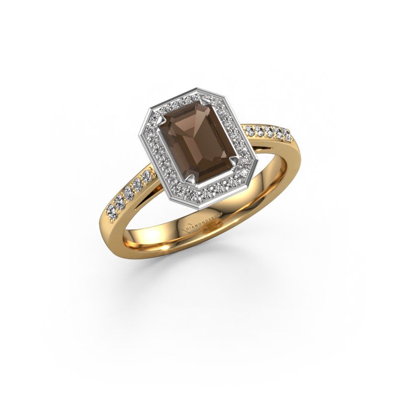 Engagement ring Dodie 2 eme 585 gold smokey quartz 7x5 mm