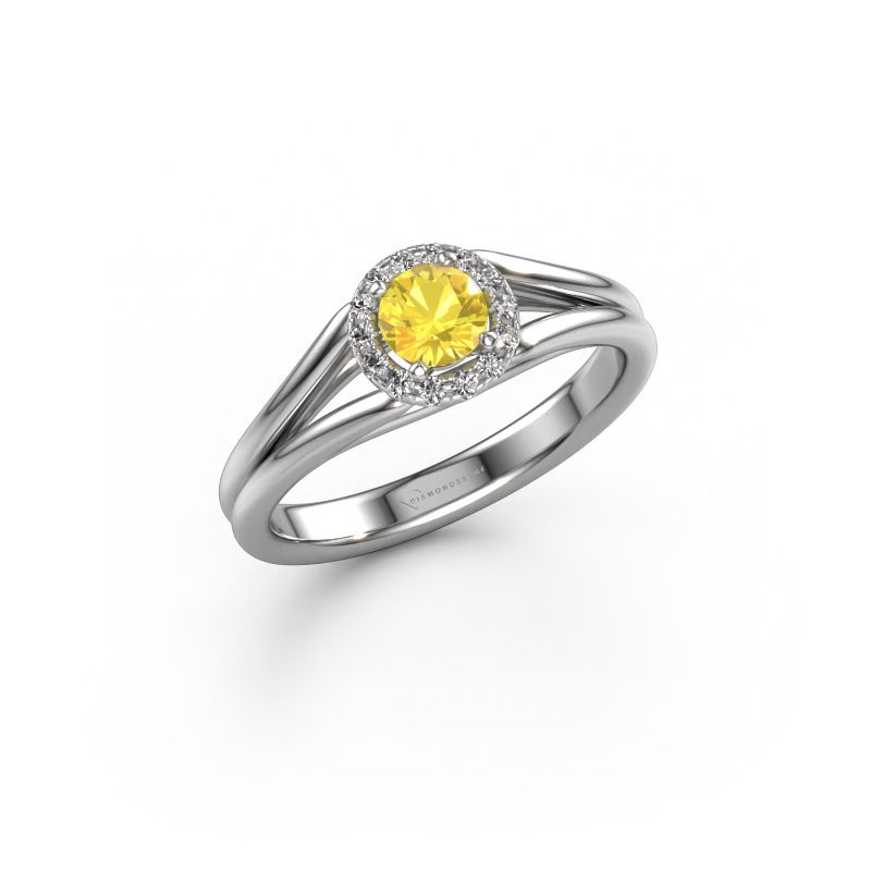 Engagement ring Verla rnd 1 950 platinum yellow sapphire 4.7 mm