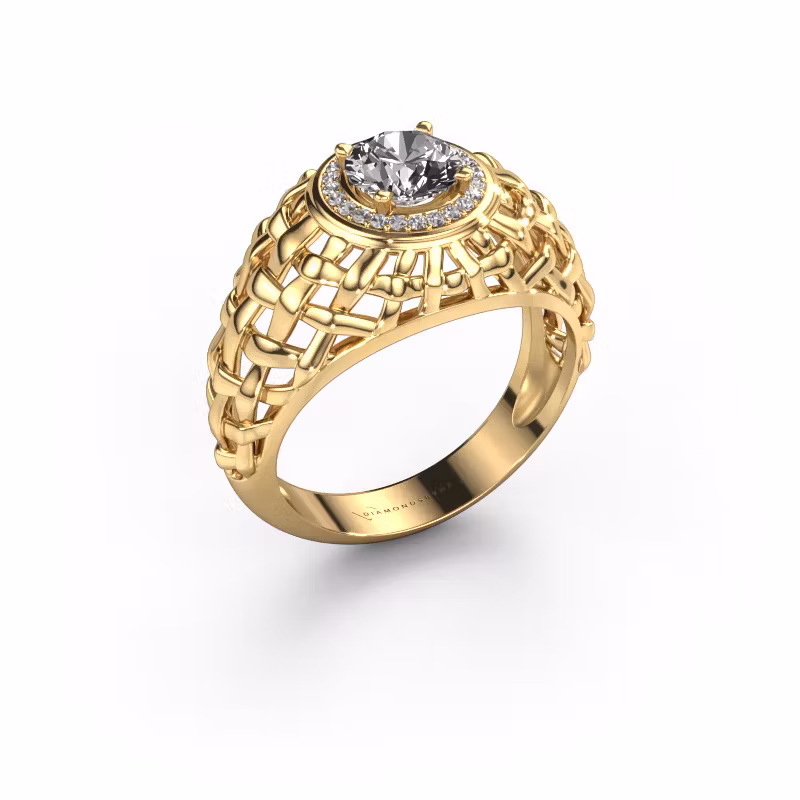 Pinkring Jens 585 goud diamant 1.12 crt