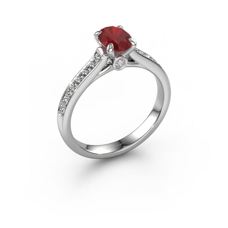 Engagement ring Valorie ovl 2 950 platinum ruby 7x5 mm