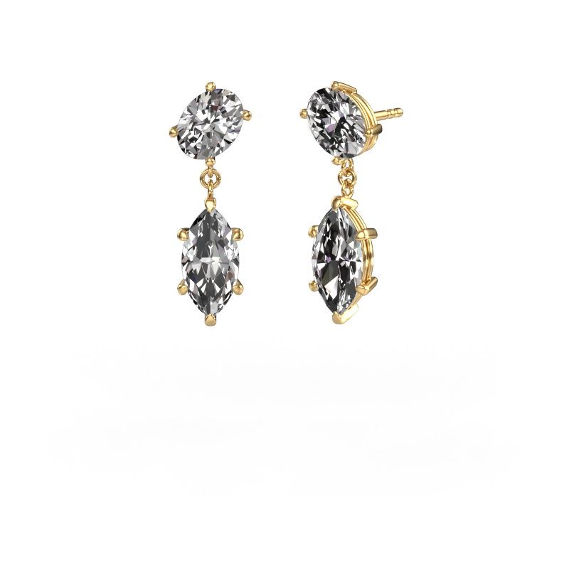 Drop earrings Toi et Moi OVL-MRQ 585 gold zirconia 8x6 mm