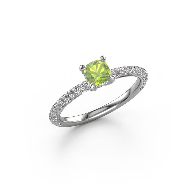 Engagement ring Saskia 2 CUS 585 white gold peridot 4.5 mm